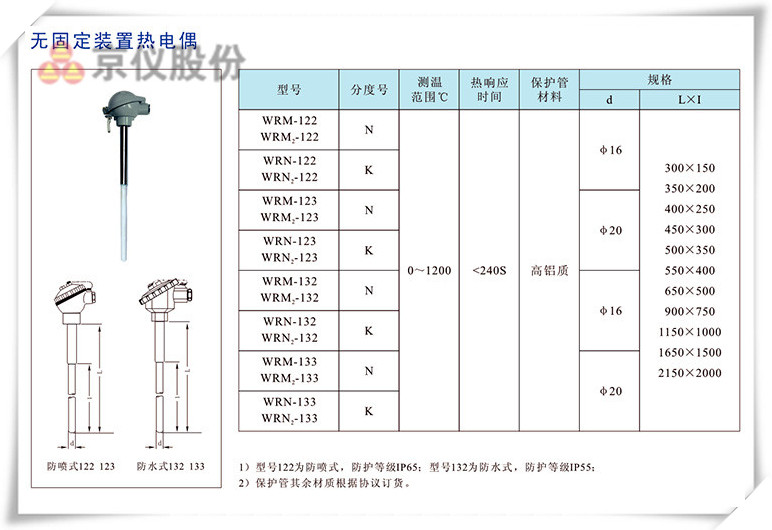 无固定装置热电偶